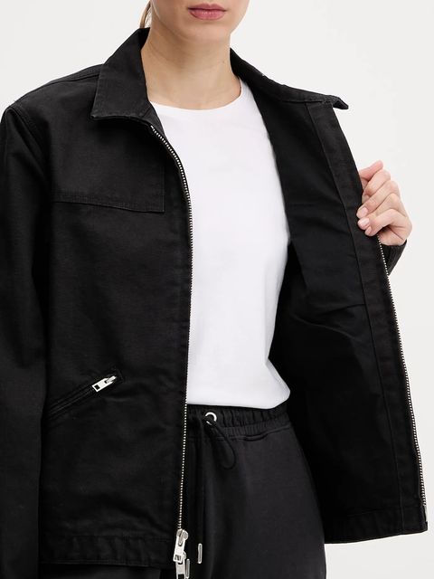 The North Face kurtka bawełniana Cedar Canvas Work kolor czarny przejściowa oversize NF0A8B99JK31