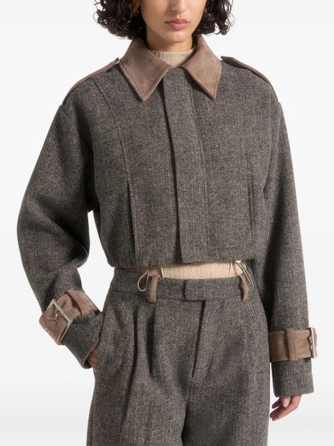 Manière De Voir Galia herringbone suede jacket - Grey - zdjęcie produktu nr 2