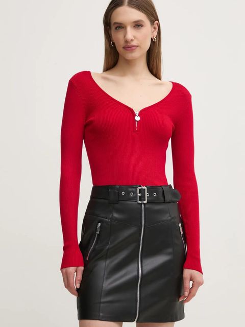 Morgan sweter MBANZA damski kolor czerwony lekki MBANZA