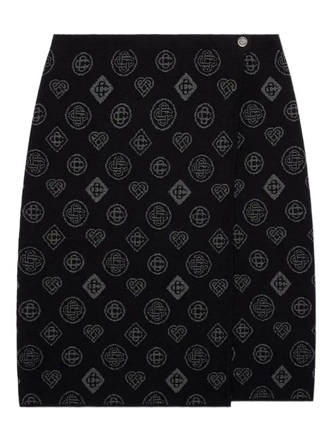 Casablanca jacquard-motif wrap midi skirt - Black - zdjęcie produktu nr 1