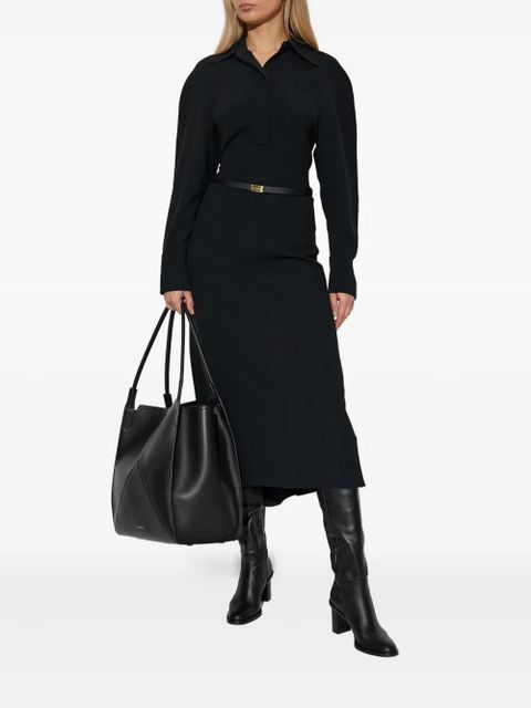 Victoria Beckham spread-collar long-sleeve midi dress - Black - zdjęcie produktu nr 2