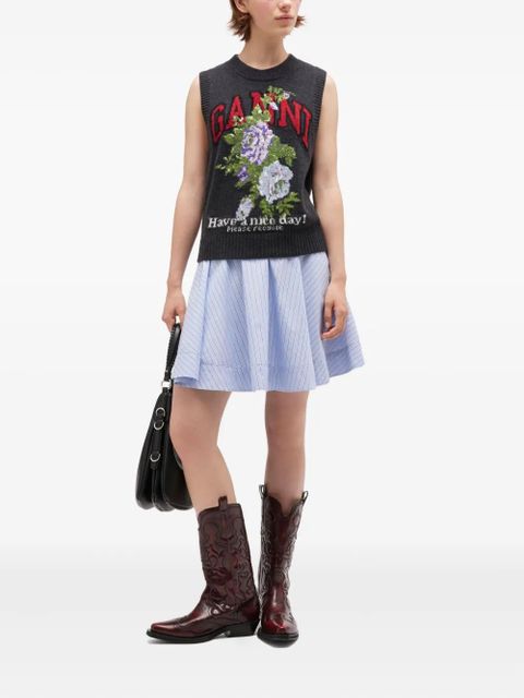 GANNI floral-logo wool vest - Grey - zdjęcie produktu nr 2