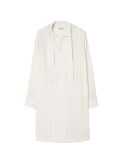 Burberry Check cotton voile dress - Neutrals - zdjęcie produktu nr 1