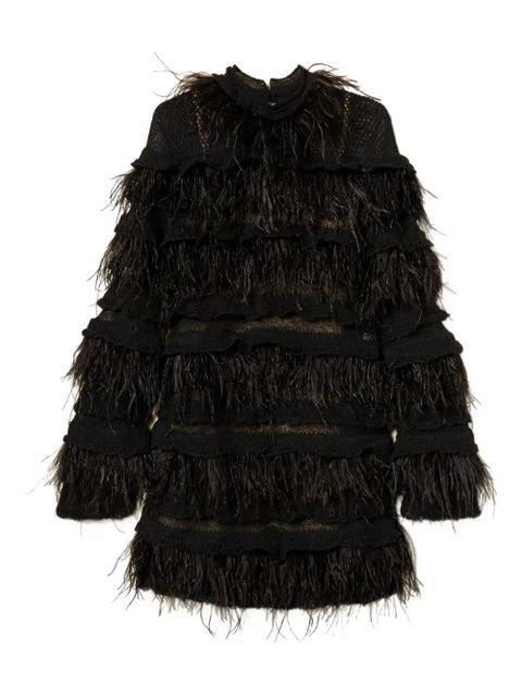 TWINSET feather-detail mini dress - Black - zdjęcie produktu nr 1