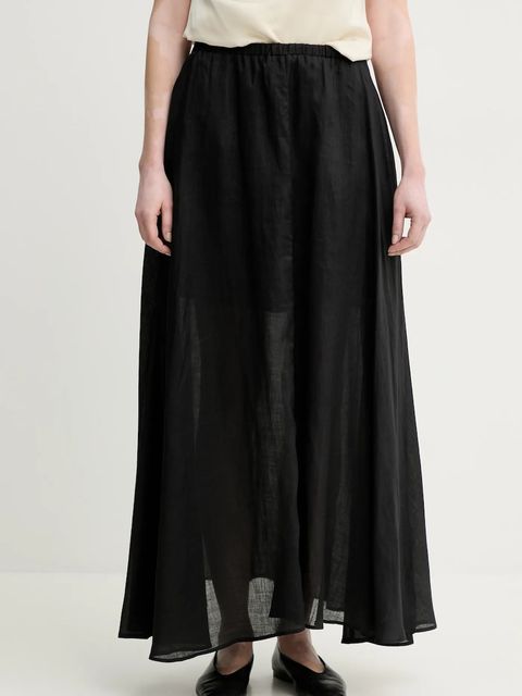 ISABELLE BLANCHE spódnica lniana kolor czarny maxi rozkloszowana IS25SS-G093-T019 - zdjęcie produktu nr 1