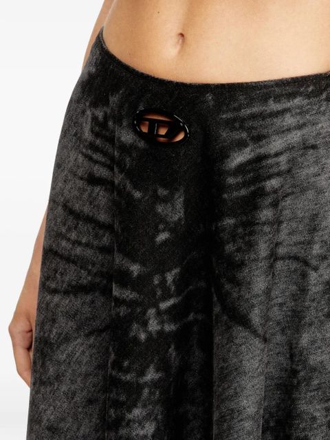Diesel frayed-hem A-line maxi skirt - Black