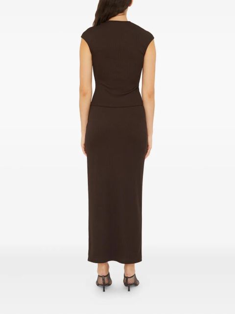 Christopher Esber stone ruched maxi skirt - Brown