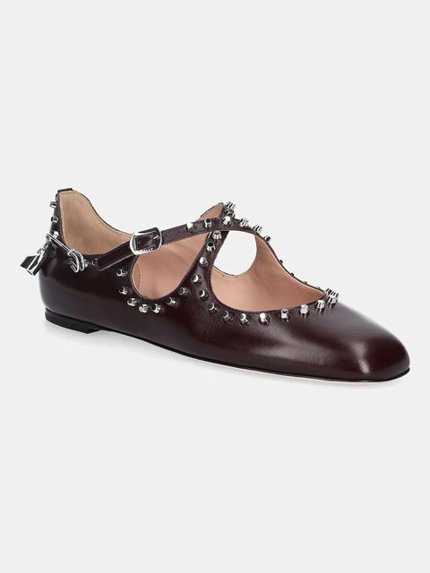 Bally baleriny skórzane BELISKA-STUDS kolor bordowy WA051M - zdjęcie produktu nr 1