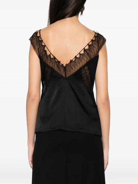 TOM FORD lace-trim satin top - Black