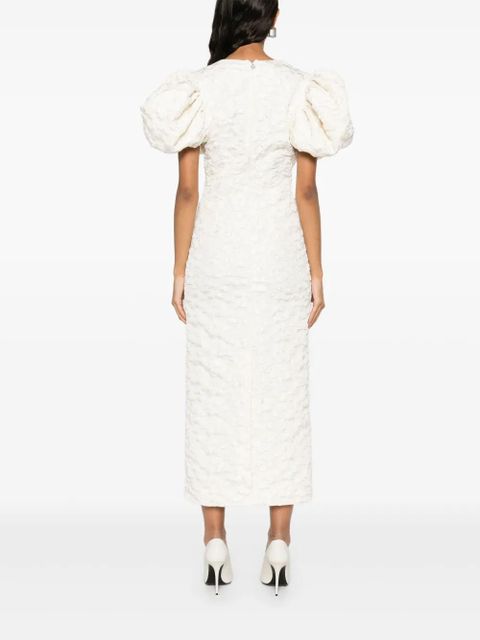 ROTATE BIRGER CHRISTENSEN jacquard puff-sleeve midi dress - Neutrals - zdjęcie produktu nr 2