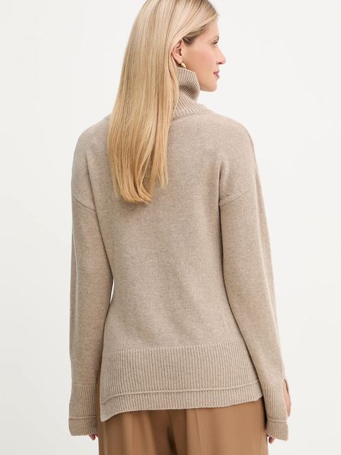 Simona Corsellini sweter z dodatkiem wełny damski kolor beżowy lekki z golfem A25CPMGP08S1 - zdjęcie produktu nr 2