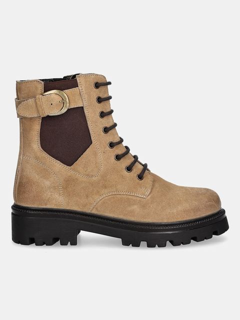 Medicine botki damskie kolor beżowy na platformie