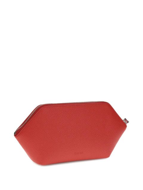 GANNI Bou grained logo makeup bag - Red