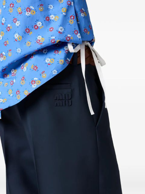 Miu Miu logo-detail trousers - Blue