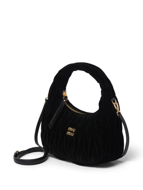 Miu Miu Wander matelassé velvet shoulder bag - Black