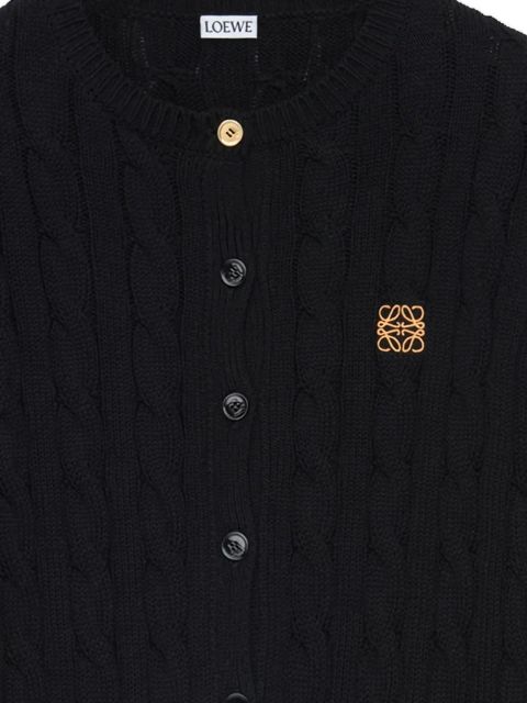 LOEWE cable-knit logo-embroidered cardigan - Black