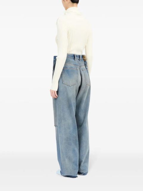 MM6 Maison Margiela pleated bootcut jeans - Blue