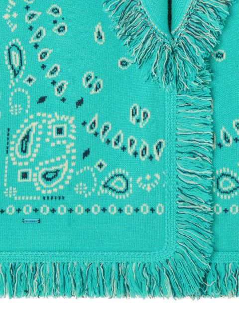 Alanui bandana jacquard fringe cardi-coat - Blue