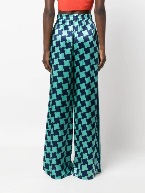 Casablanca Pool Tile silk wide-leg trousers - Blue
