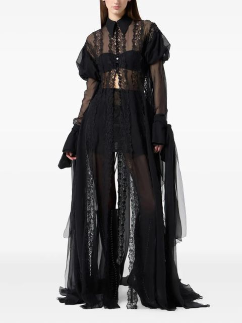 Blumarine lace-panelled puff-sleeve top - Black - zdjęcie produktu nr 2