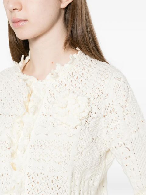 Ba&Sh ruffled crochet cardigan - Neutrals