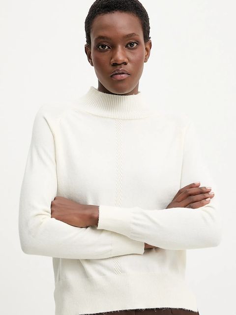 Answear.LAB sweter z kaszmirem damski kolor beżowy lekki z golfem - zdjęcie produktu nr 1