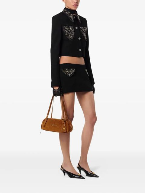 Versace Tag suede shoulder bag - Brown - zdjęcie produktu nr 2