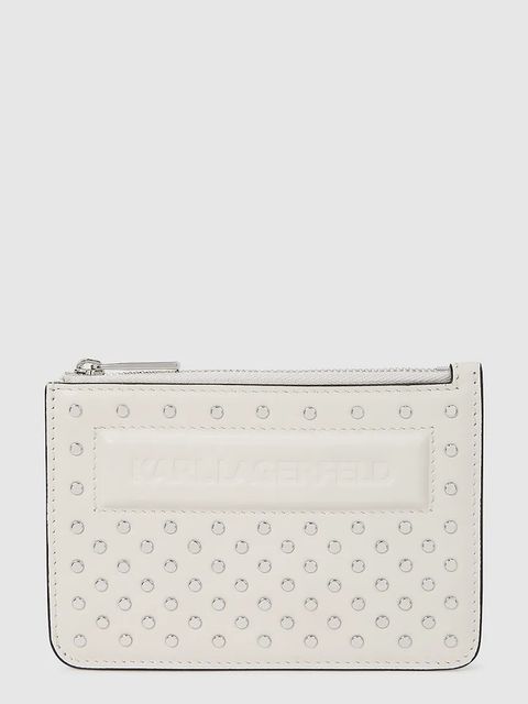 Karl Lagerfeld portfel skórzany IKON damski kolor beżowy A4W32028 - zdjęcie produktu nr 1