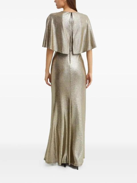Lauren Ralph Lauren metallic-effect ruffled-detail maxi dress - Gold - zdjęcie produktu nr 2
