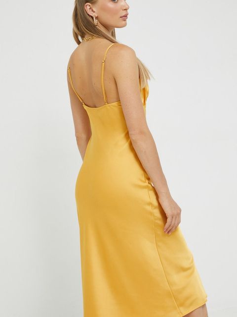 Abercrombie & Fitch sukienka kolor żółty midi prosta - zdjęcie produktu nr 2