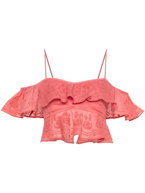 ISABEL MARANT Eliani off-shoulder embroidered top - Pink