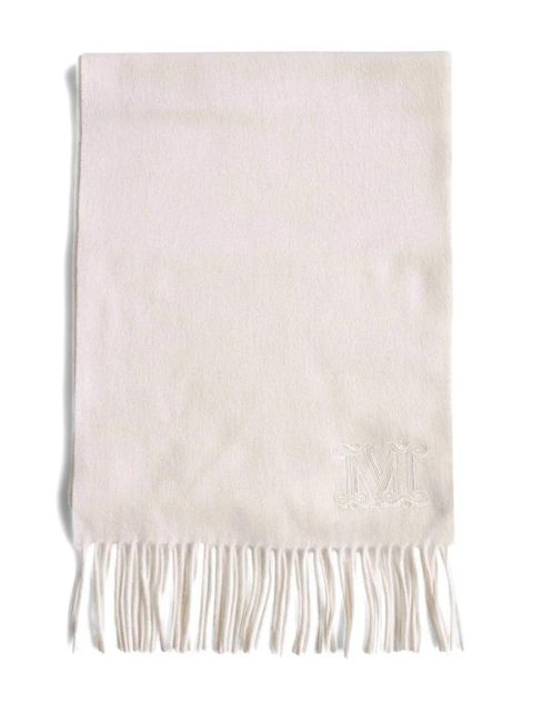 Max Mara embroidered-logo fringe scarf - Neutrals - zdjęcie produktu nr 1