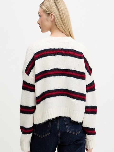 Tommy Jeans kardigan z domieszką wełny damski kolor beżowy DW0DW21678