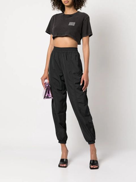 Alexander Wang acid-wash crop logo T-shirt - Grey - zdjęcie produktu nr 2