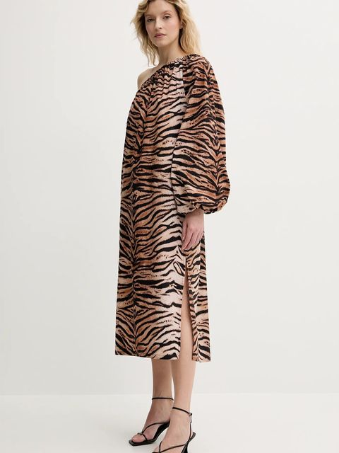 The Sleeper sukienka bawełniana kolor brązowy midi oversize GADR06A003N