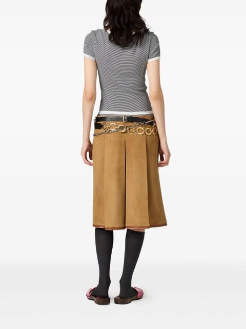 Miu Miu suede pleated skirt - Brown