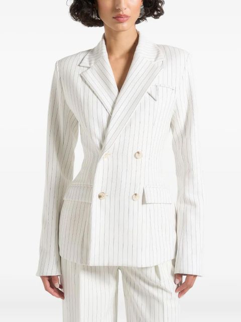 Manière De Voir Maia pinstripe double-breasted blazer - White - zdjęcie produktu nr 1