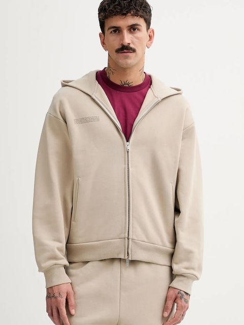 Pangaia bluza bawełniana kolor beżowy z kapturem gładka 10002675 - zdjęcie produktu nr 1