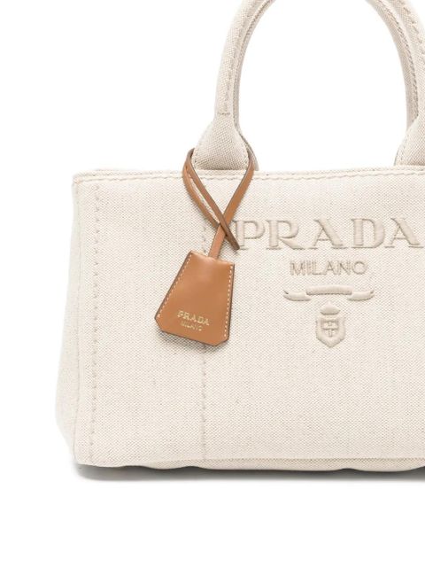 Prada embossed-logo shoulder bag - Neutrals