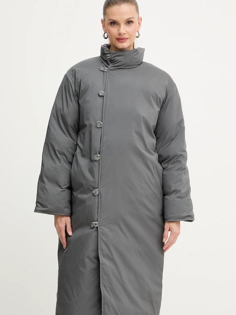 BOSS kurtka dwustronna z domieszką wełny kolor szary zimowa 50546820