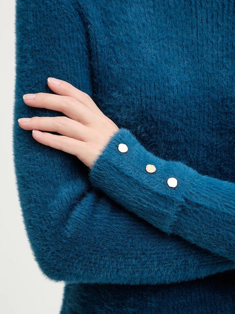 Morgan sweter MORIK.N damski kolor niebieski z półgolfem MORIK.N