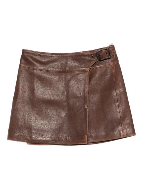 Simkhai buckled faux-leather mini skirt - Brown