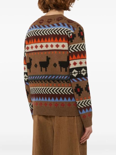 Weekend Max Mara llama-pattern crew-neck sweater - Brown
