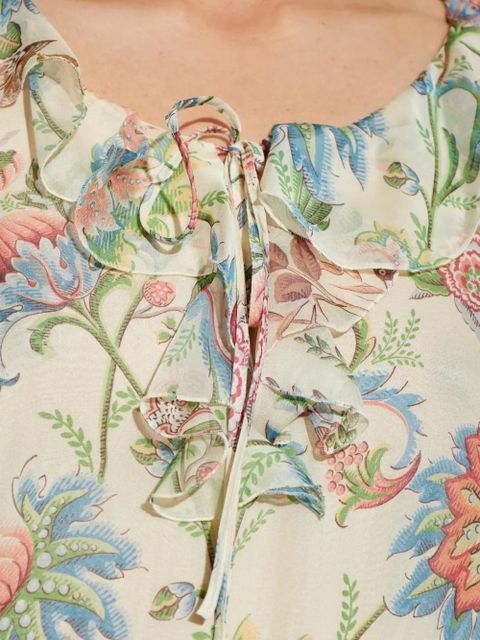 ETRO floral-pattern ruffled mini dress - Neutrals