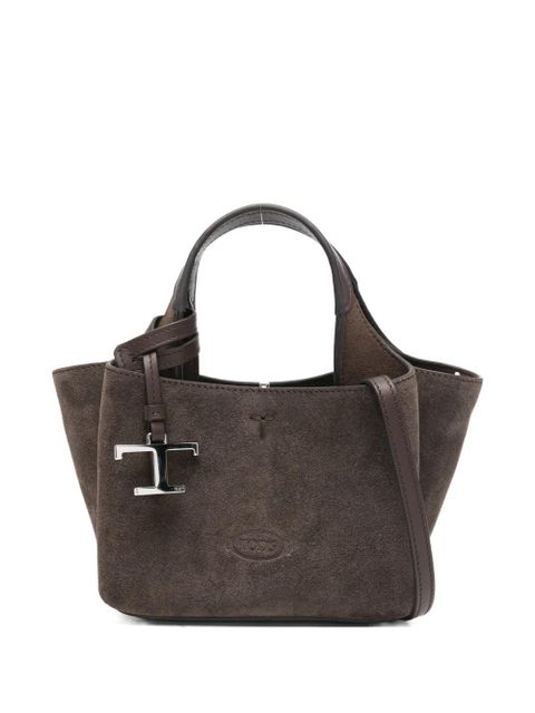 Tod's micro logo-charm suede tote bag - Brown - zdjęcie produktu nr 1