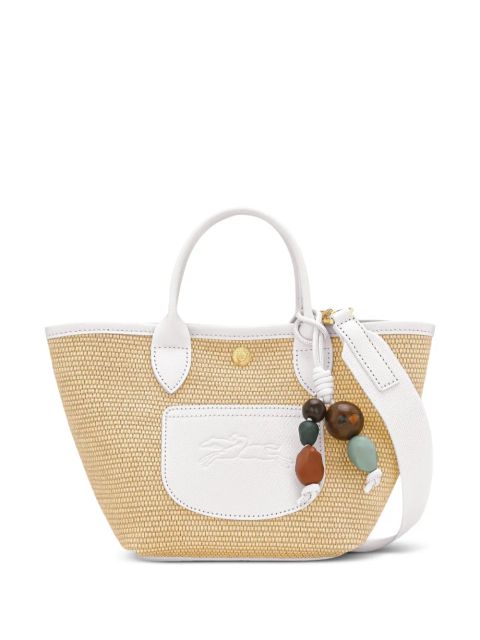 Longchamp Le Pilage woven straw tote bag - White