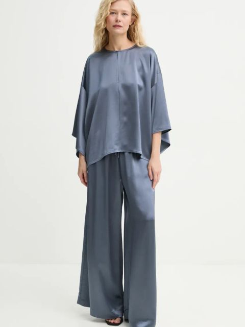 By Malene Birger bluzka CICIE damska kolor niebieski gładka 102500