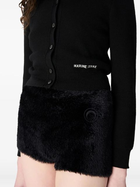 Marine Serre fluffy-knit short shorts - Black
