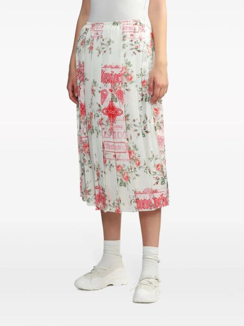 Simone Rocha floral-print pleated midi skirt - White