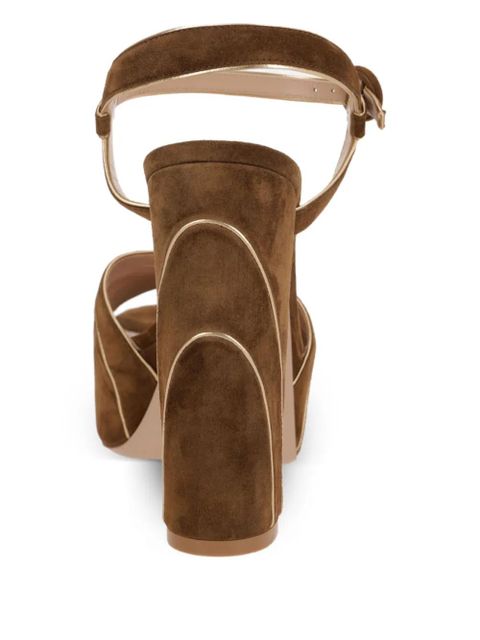 Gianvito Rossi 125mm platform suede ankle-strap sandals - Brown